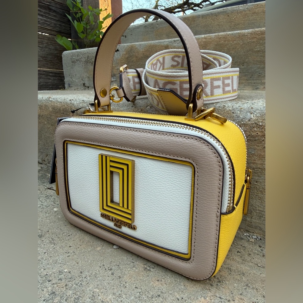 NWT- Karl Lagerfeld “Simone” Yellow and Beige Small Crossbody